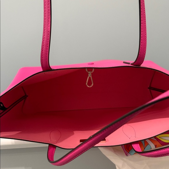 kate spade Hot Pink Leather Tote with Colorful Printed Wristlet - Picture 2 of 2
